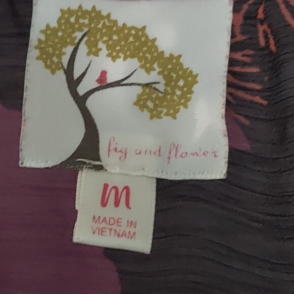 Fig & Flower Womens Shirt M Magenta Red Colorful Tie Front Button Up Sheer - Picture 4 of 7